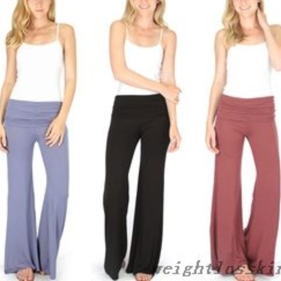 Essential Comfy Black Foldover Wide Palazzo Pants - Picture 8 of 8